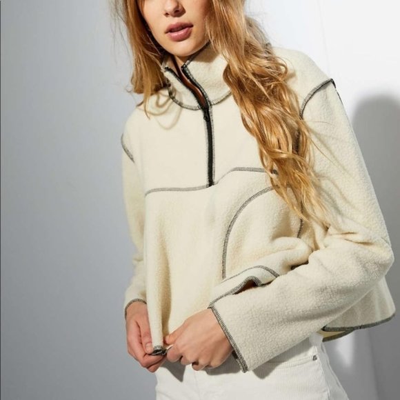 Urban Outfitters Posie Fleece Half-Zip Sweatshirt size S - Picture 1 of 6